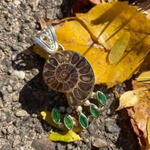 Ammonite silver pendant